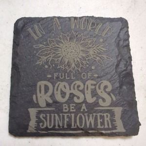 Set of 4 engraved slate coasters with motivational saying